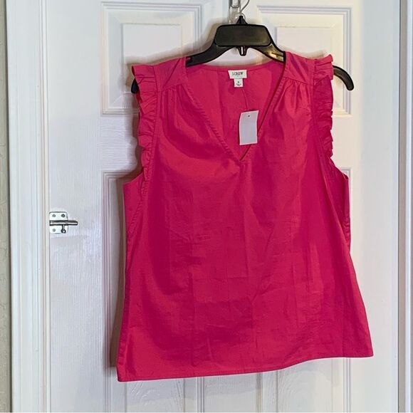 J Crew Factory Sleeveless Ruffle Top in Wild Berry Pink Size Small - Picture 4 of 13